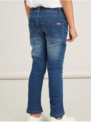 Modré klučičí slim fit džíny s vyšisovaným efektem name it Robin