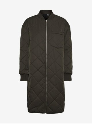 Tmavě zelená prošívaná dlouhá bunda VERO MODA Natalie
