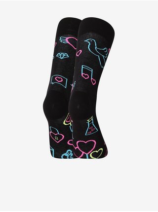 Černé unisex vzorované veselé ponožky Dedoles Neonová láska 