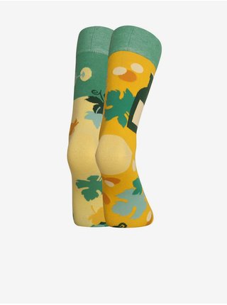 Zeleno-žluté unisex vzorované veselé ponožky Dedoles Réva 