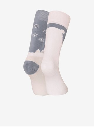 Šedo-bílé unisex vzorované teplé ponožky Dedoles Polární medvěd 