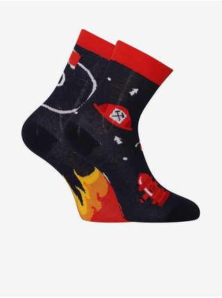 Červeno-černé unisex veselé ponožky Dedoles Hasiči