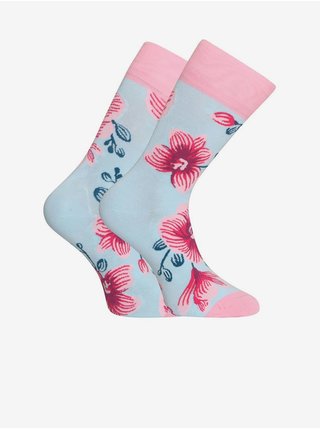 Růžovo-modré unisex květované veselé ponožky Dedoles Orchidej 