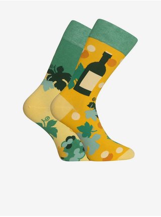 Zeleno-žluté unisex vzorované veselé ponožky Dedoles Réva 