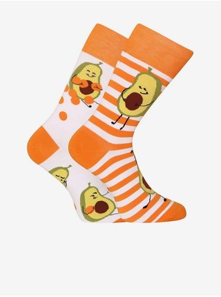 Bílo-oranžové unisex vzorované veselé ponožky Dedoles Vtipné avokádo 