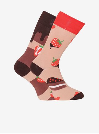 Sada tří párů unisex vzorovaných ponožek v hnědé, béžové a černé barvě Dedoles 