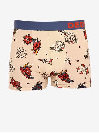 Béžové veselé pánské boxerky Dedoles Old school tetování
