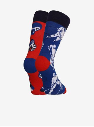 Červeno-modré unisex veselé ponožky Dedoles Lední hokej