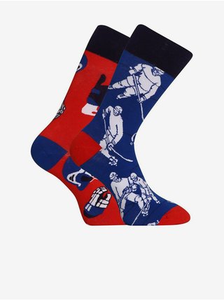 Červeno-modré unisex veselé ponožky Dedoles Lední hokej