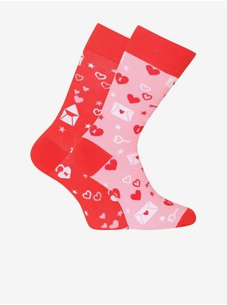 Červené veselé unisex ponožky Dedoles Milostné dopisy