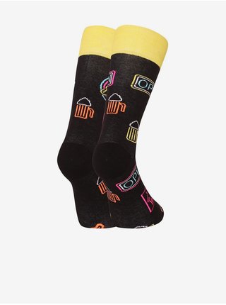 Žluto-černé unisex veselé ponožky Dedoles Neonové pivo