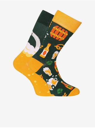 Žluto-zelené veselé unisex ponožky Dedoles Pivnice