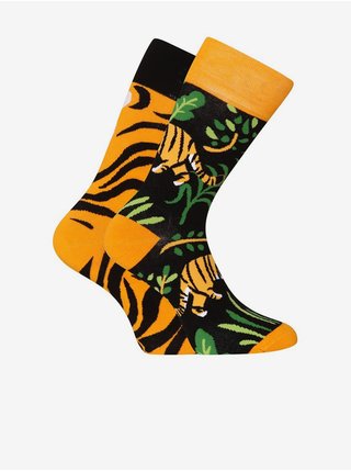 Černo-oranžové veselé unisex ponožky Dedoles Tygr v džungli