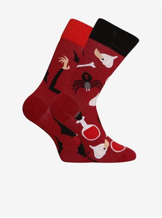 Červené unisex vzorované veselé ponožky Dedoles Drakula 