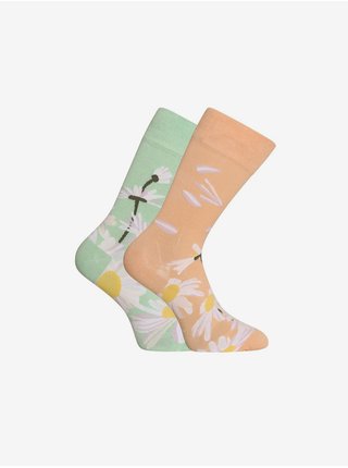 Oranžovo-zelené unisex veselé bambusové ponožky Dedoles Sedmikráska 