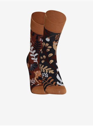 Hnědé veselé unisex bambusové ponožky Dedoles Srnka