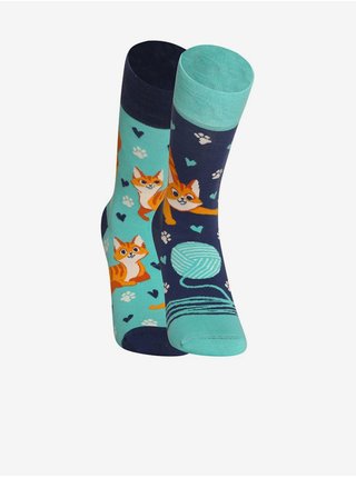 Modré veselé ponožky Dedoles Šťastná kočka