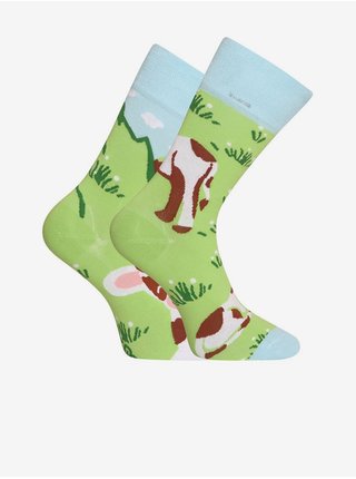 Zelené unisex veselé ponožky Dedoles Šťastná kráva