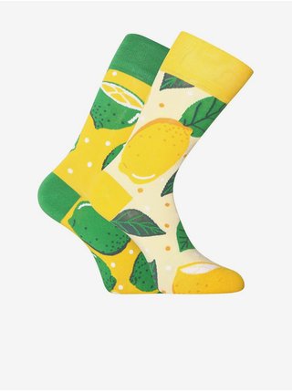 Žluté unisex veselé ponožky Dedoles Limetka a citron