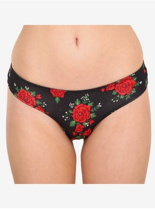 Černé veselé dámské kalhotky brazilky Dedoles Růže