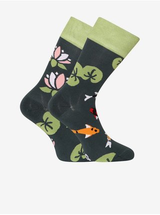 Zelené unisex veselé bambusové ponožky Dedoles Rybky koi a lekníny