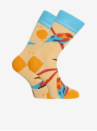 Oranžové veselé bambusové ponožky Dedoles Ptáček
