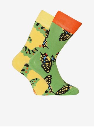 Zelené unisex veselé bambusové ponožky Dedoles Motýl vidloocas