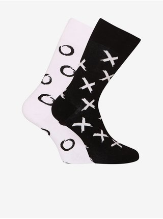 Bílo-černé unisex vzorované ponožky Dedoles Piškvorky