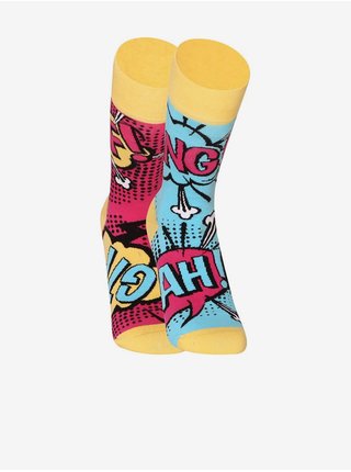 Modro-žluté unisex vzorované ponožky Dedoles Komiks 