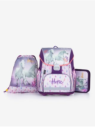 Sada holčičího batohu, penálu a vaku ve světle fialové barvě Oxybag Premium