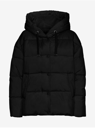 Černá prošívaná zimní bunda s kapucí VERO MODA CURVE Gemma Holly
