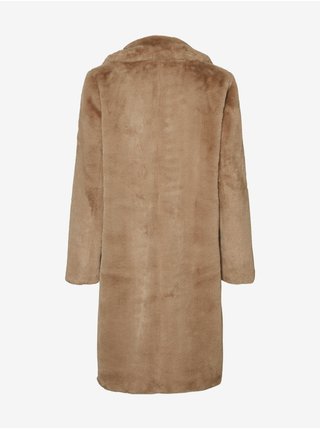 Béžový zimní kabát z umělého kožíšku VERO MODA Suielly