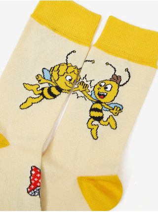 Žluté vzorované dětské ponožky Fusakle Včelka Mája