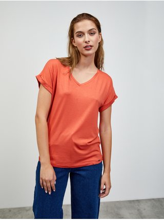 Korálové dámské žíhané basic tričko ZOOT.lab Adriana 2