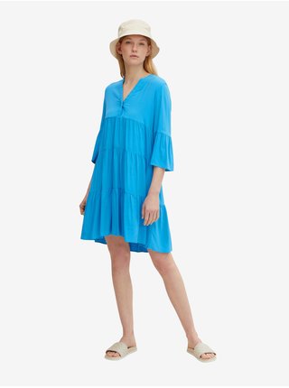 Modré dámske šaty s volánmi Tom Tailor Denim