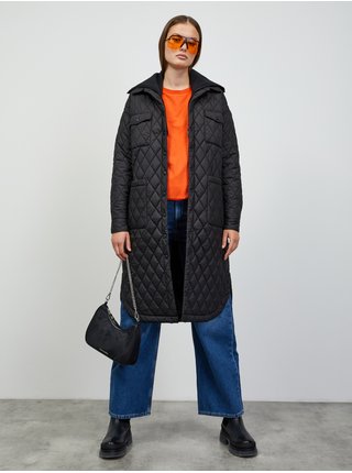 Čierny dámsky prešívaný ľahký kabát s golierom ZOOT.lab Sienna