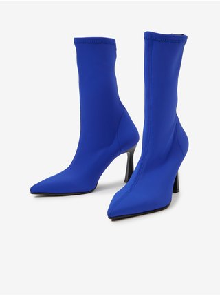 Modré dámské kotníkové boty na podpatku OJJU