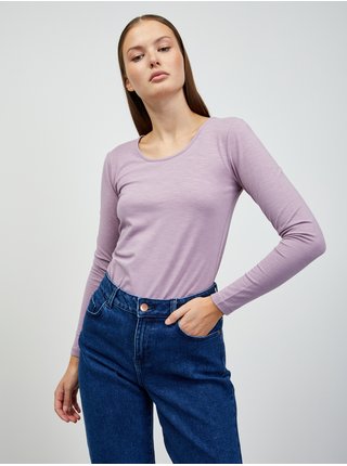 Světle fialové dámské basic tričko s dlouhým rukávem ZOOT.lab Molly