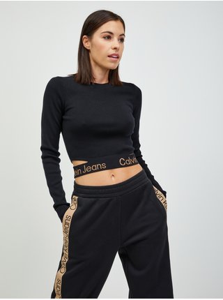 Čierna dámska skrátená mikina Calvin Klein Jeans