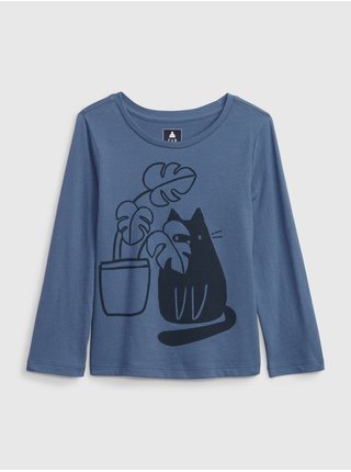 Modré holčičí tričko s dlouhým rukávem GAP