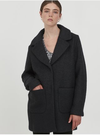 Černý dámský vlněný kabát ICHI
