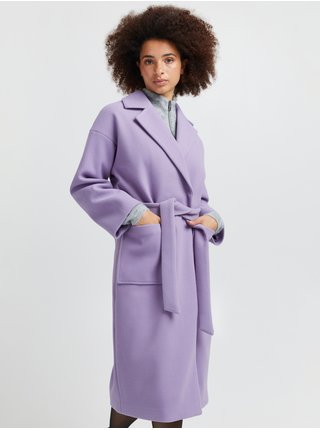 Světle fialový dámský kabát ICHI