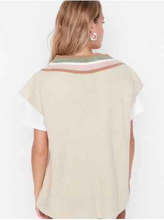 Béžová dámská svetrová vesta Trendyol