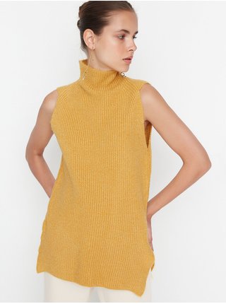 Žltá dámska svetrová vesta s prímesou vlny Trendyol