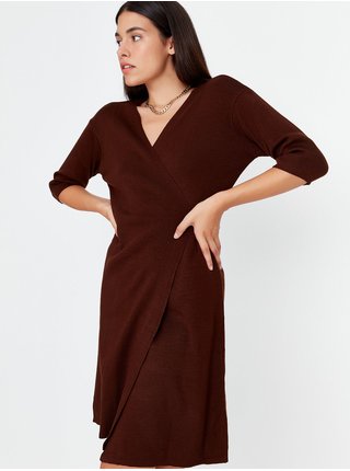 Mikinové a svetrové šaty pre ženy Trendyol - tmavohnedá