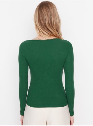 Tričká s dlhým rukávom pre ženy Trendyol - zelená