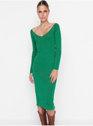 Zelené pouzdrové svetrové šaty Trendyol