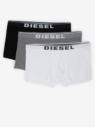 Sada tří pánských boxerek v černé, šedé a bílé barvě Diesel