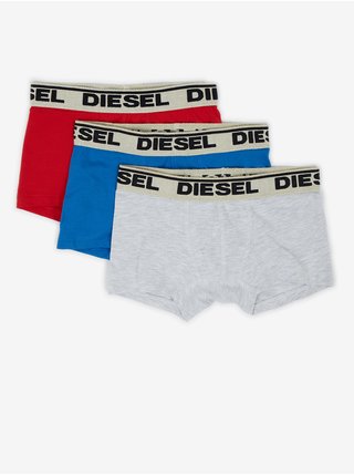 Sada tří klučičích boxerek v červené, modré a šedé barvě Diesel