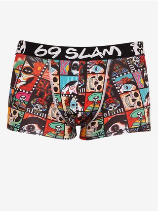 Černo-červené pánské vzorované boxerky 69SLAM hip mexican square
